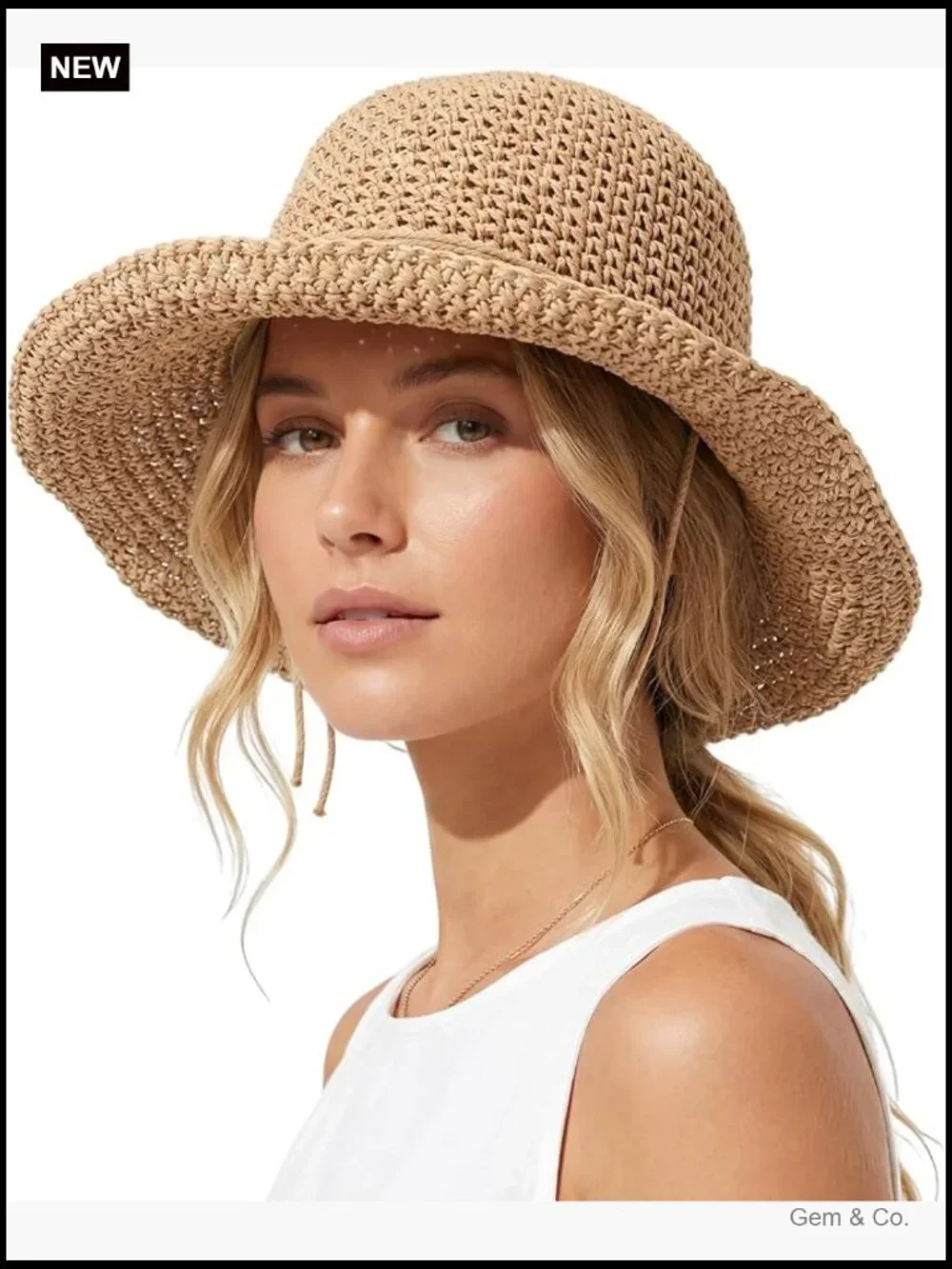 Women Straw Sun Hat Wide Brim Foldable Beach Lightweight Packable Travel